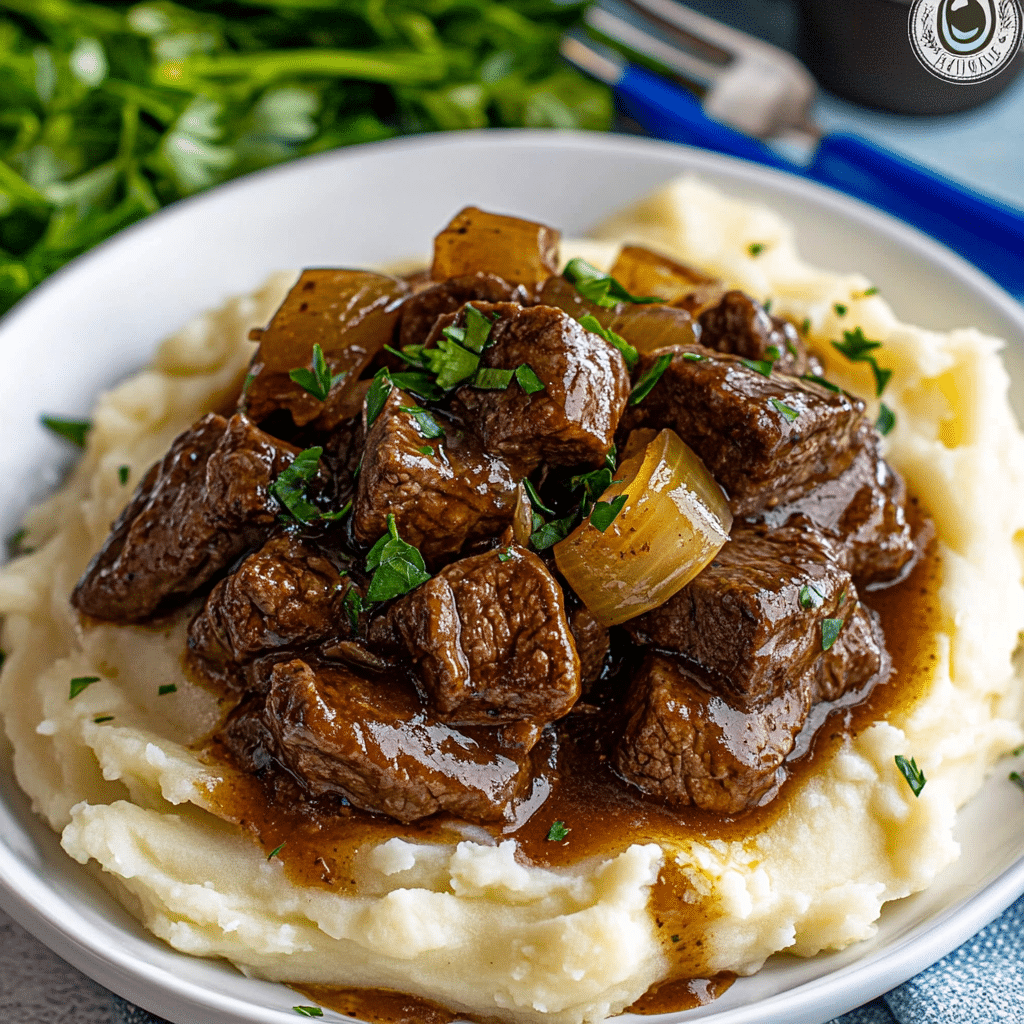Slow Cooker Garlic Butter Steak Bites (+Video) Recipe - Recipe Image