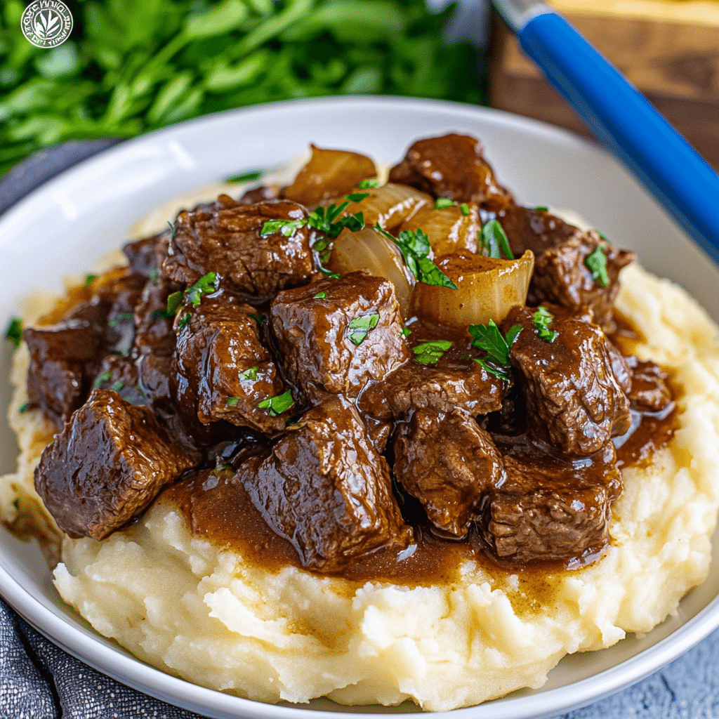 Slow Cooker Garlic Butter Steak Bites (+Video) Recipe - Recipe Image