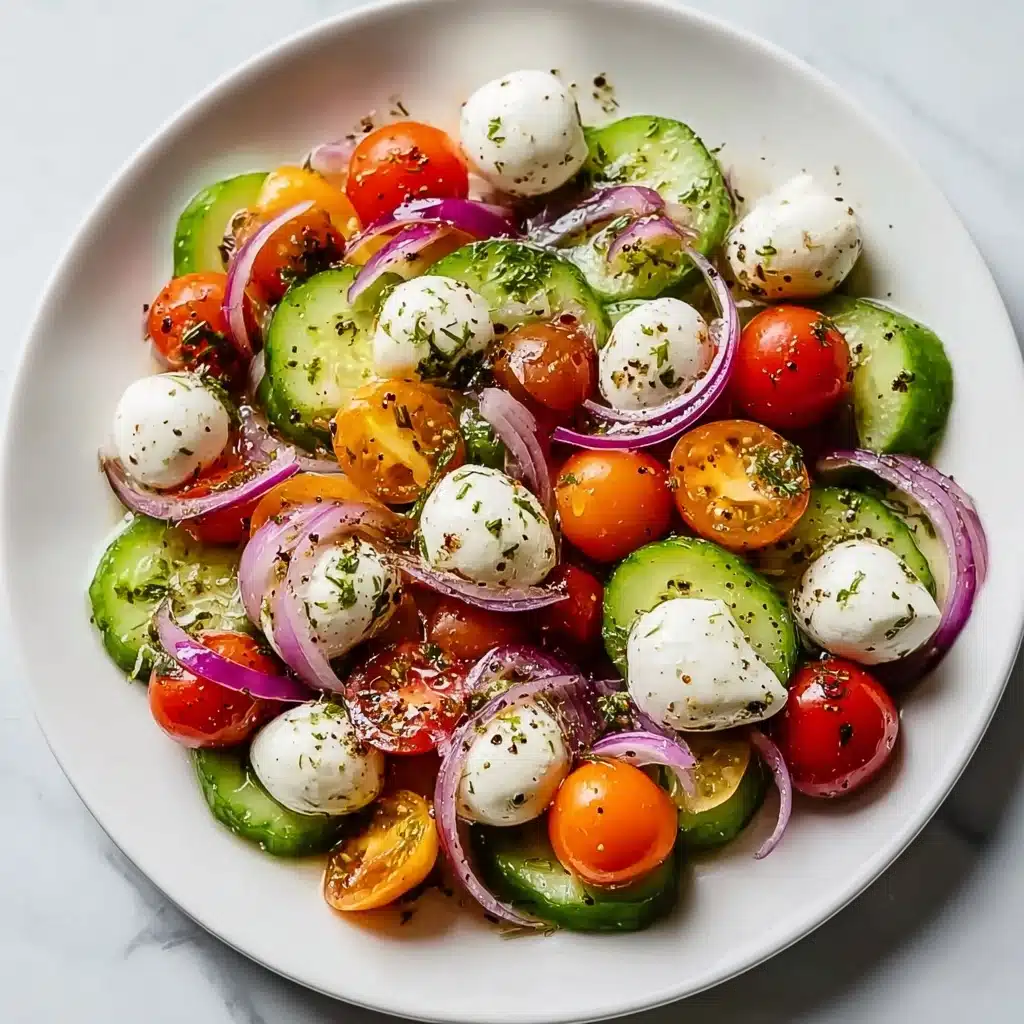 Fresh Cucumber Tomato Mozzarella Salad 5 Delicious Recipe - Recipe Image