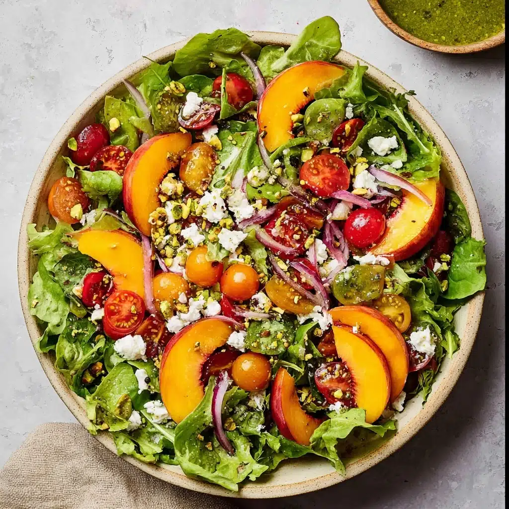 Grilled Peach Salad with Basil Vinaigrette Recipe - Recipe Image