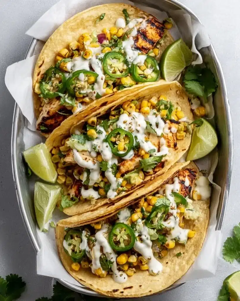 Crazy Good Street Corn Chicken Tacos Recipe