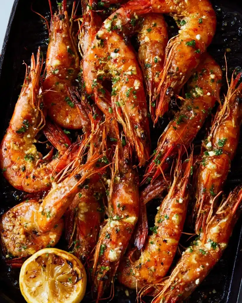 Grilled garlic butter prawns Recipe