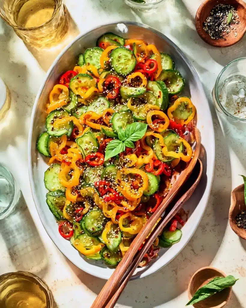 Viral TikTok Cucumber & Bell Pepper Salad Recipe
