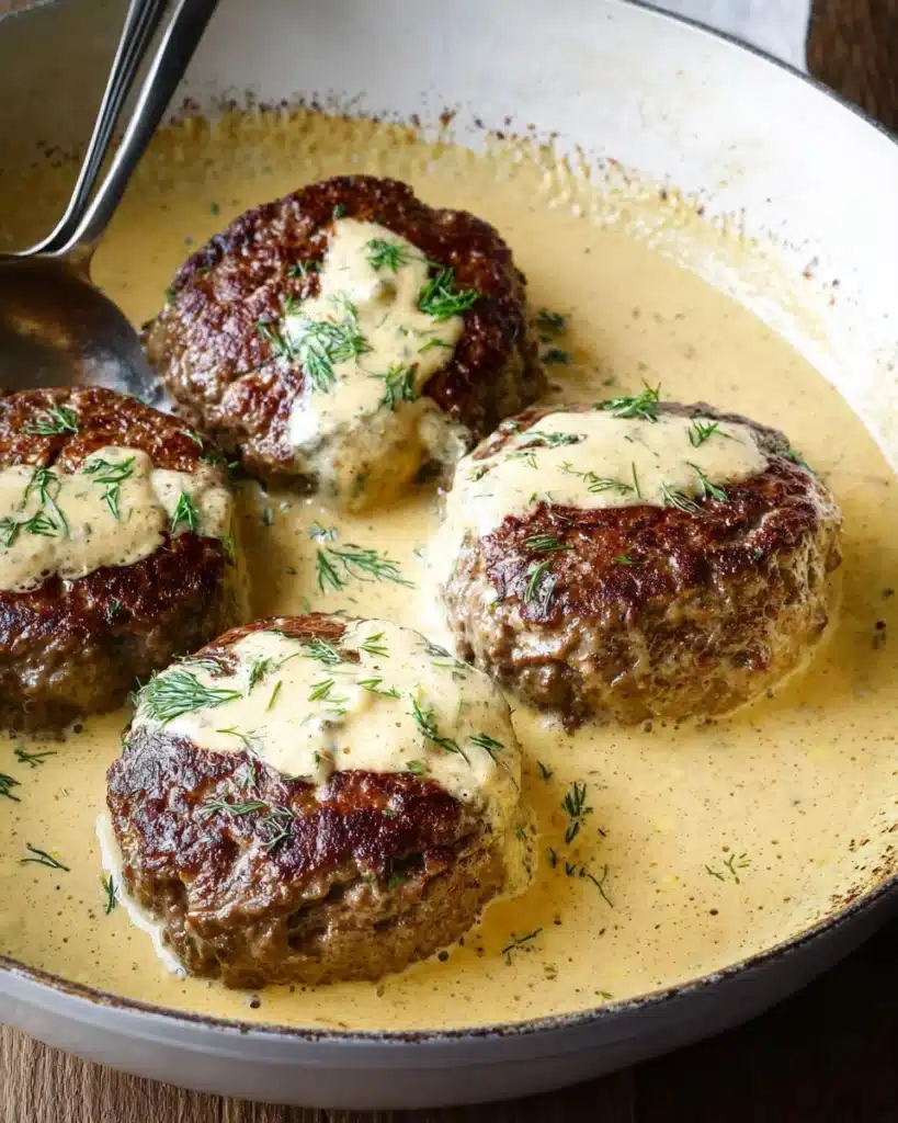 Hamburger Steaks in Creamy Dill Sauce Recipe