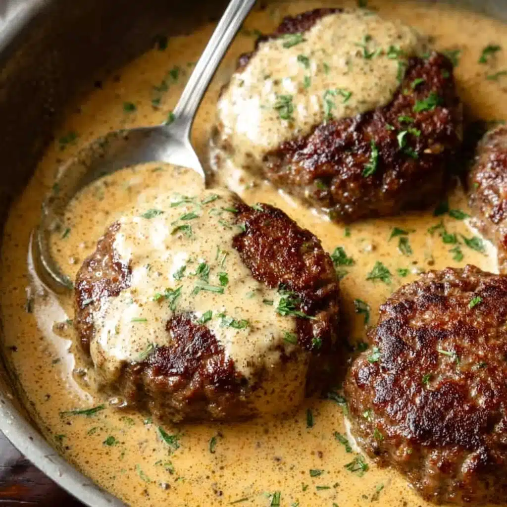 Hamburger Steaks in Creamy Dill Sauce Recipe 4 Hamburger Steaks in Creamy Dill Sauce Recipe - Recipe Image