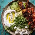 Greek Lemon Chicken Bowls with Sizzled Mint Goddess Sauce Recipe