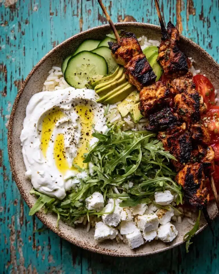 Greek Lemon Chicken Bowls with Sizzled Mint Goddess Sauce Recipe
