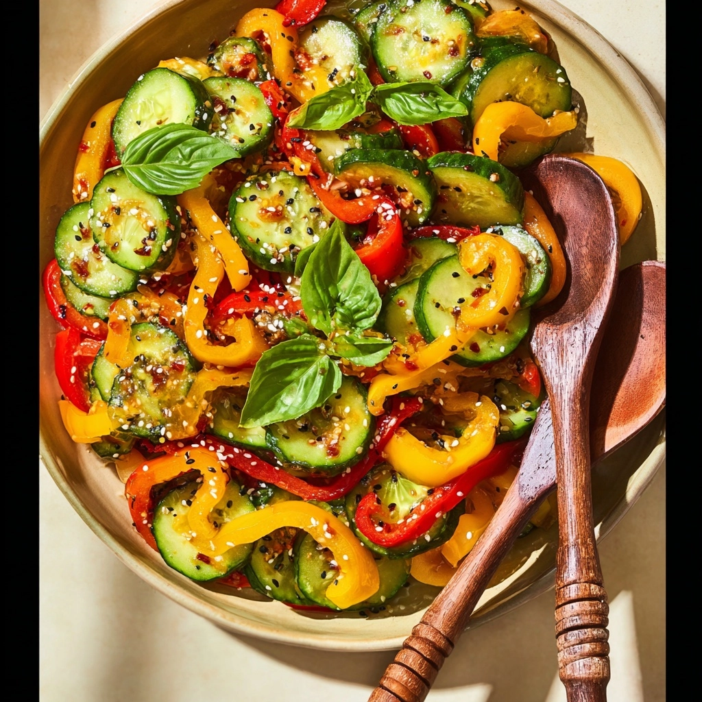 Viral TikTok Cucumber & Bell Pepper Salad Recipe - Recipe Image