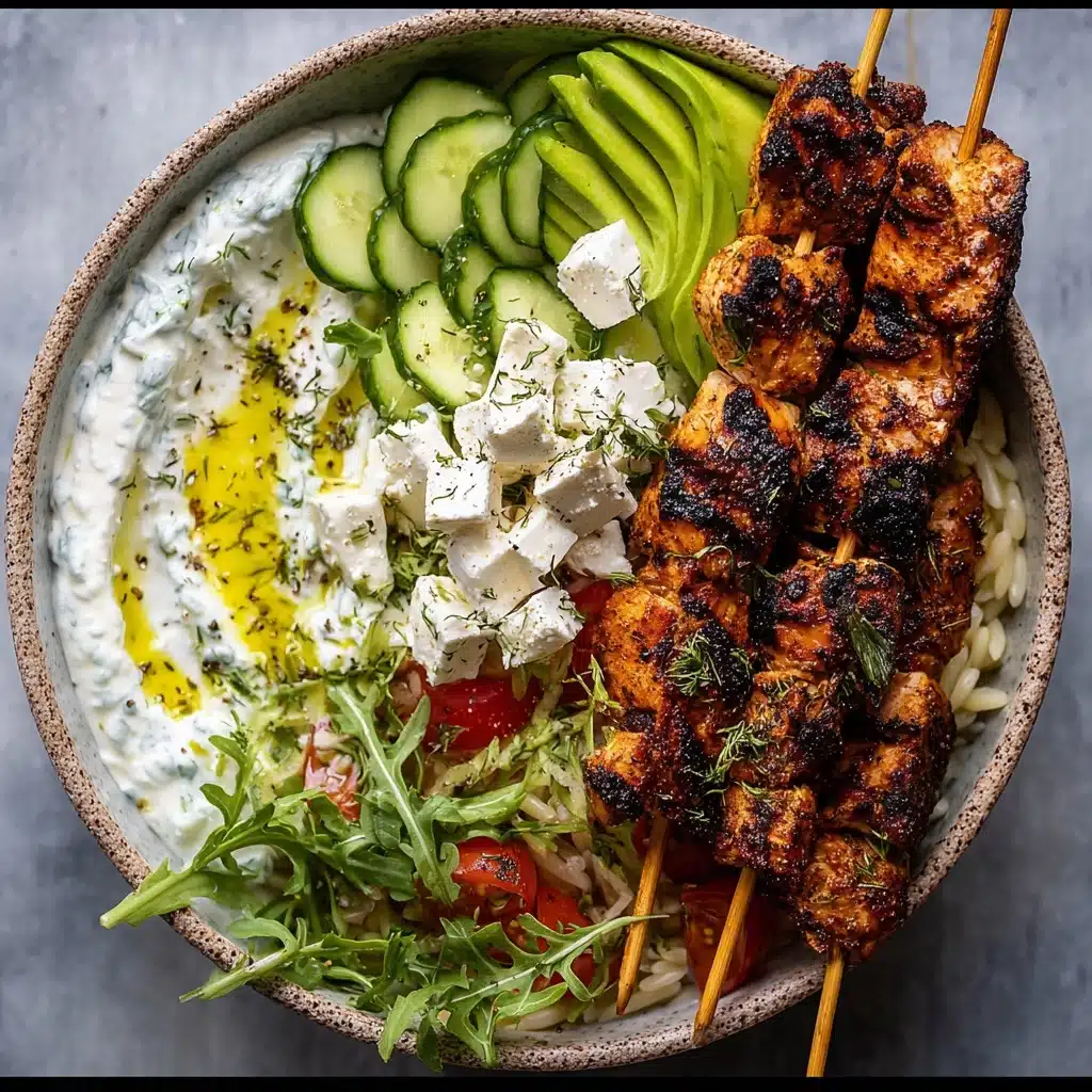 Greek Lemon Chicken Bowls with Sizzled Mint Goddess Sauce Recipe - Recipe Image