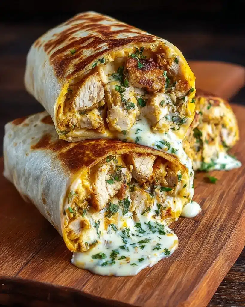 Ooey-Gooey Cheesy Garlic Chicken Wraps You’ll Devour Recipe
