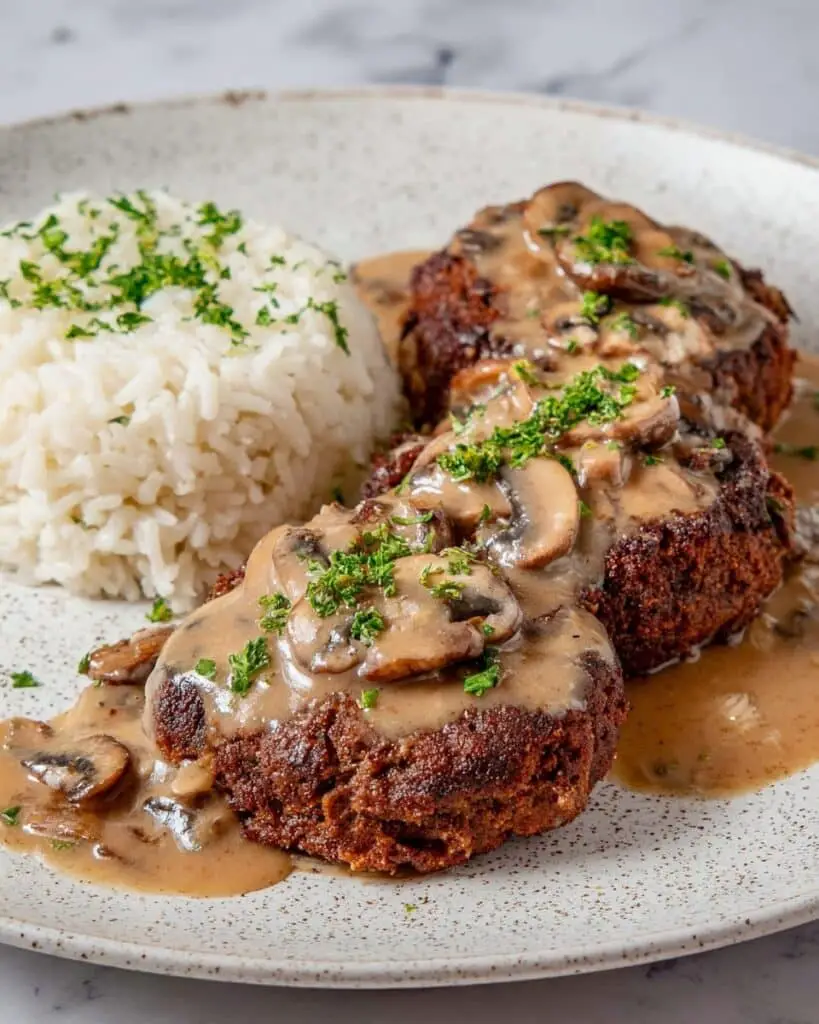 Vegan Filipino Burger Steak with Mushroom Gravy Recipe
