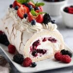 Berry Meringue Roulade with Mascarpone Cream and Fresh Berries Recipe