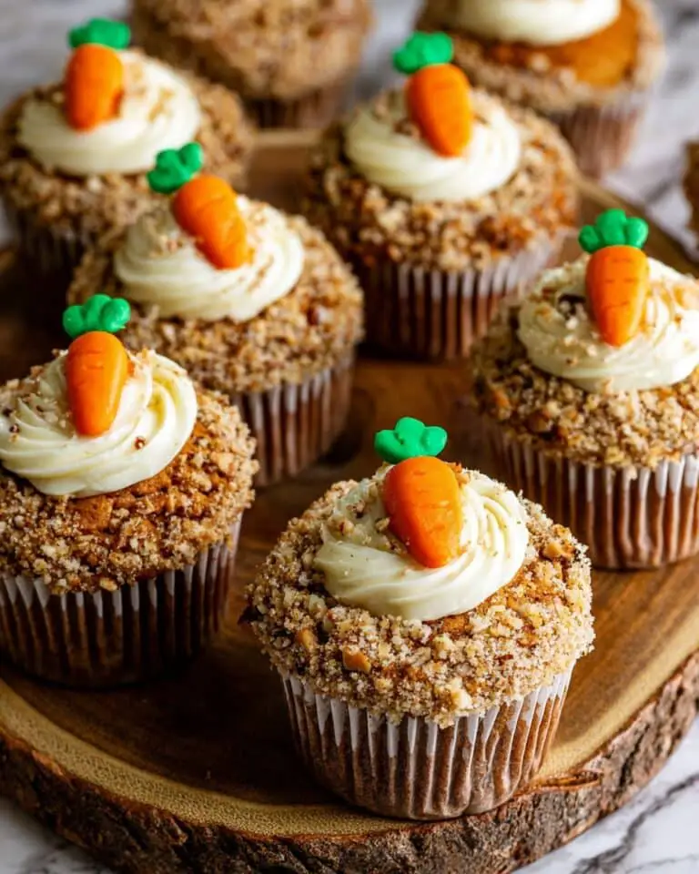 Carrot Cupcakes with Cream Cheese Frosting and Decorative Carrot Toppers Recipe