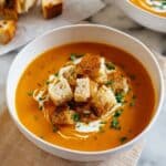 Butternut Squash Soup with Gruyere Croutons Recipe