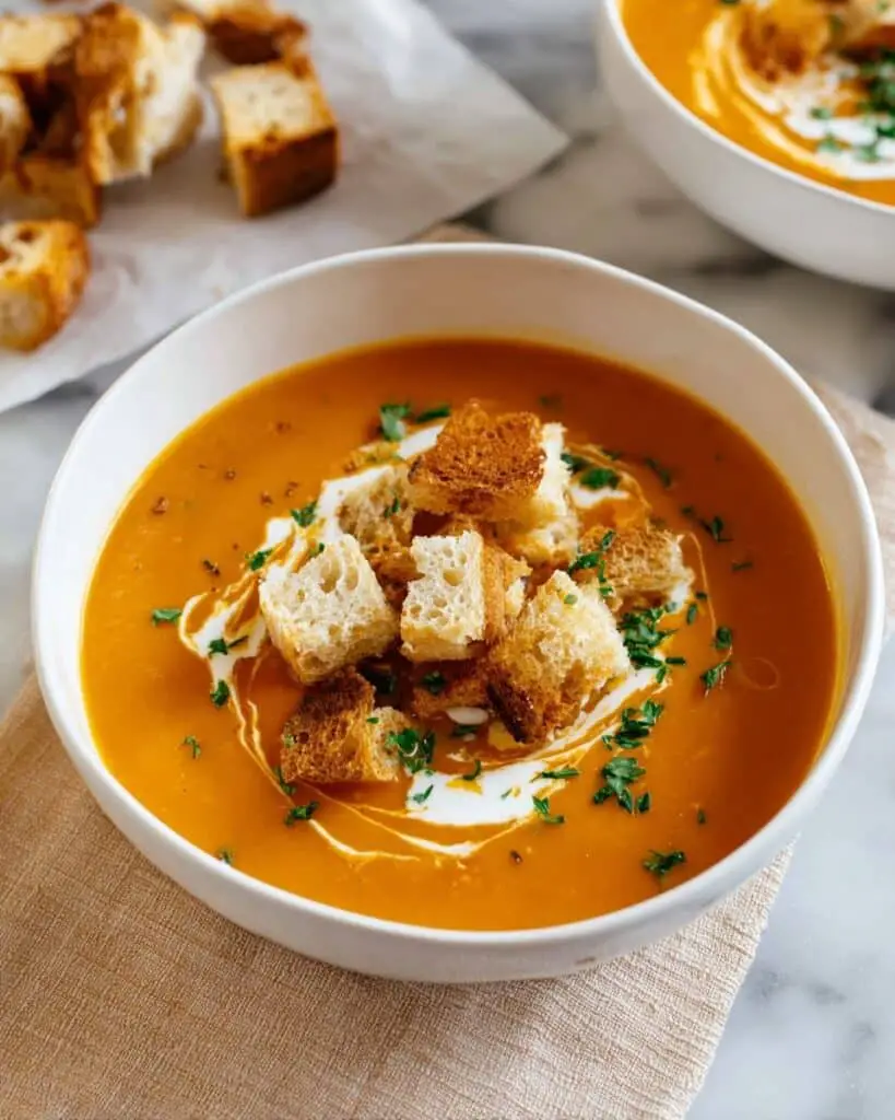 Butternut Squash Soup with Gruyere Croutons Recipe