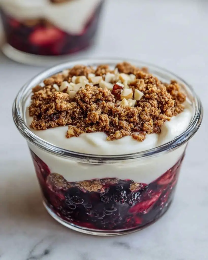 High Protein Berry Crumble with Nutty Toppings Recipe