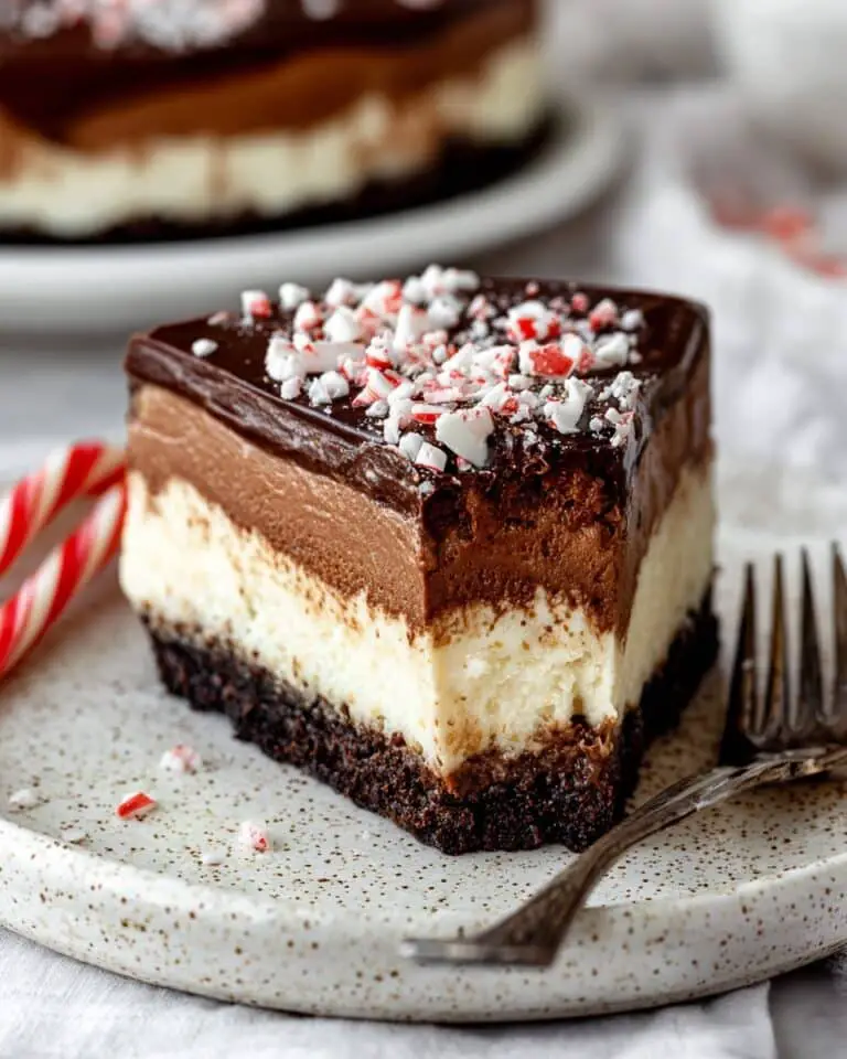 Peppermint Cheesecake with Chocolate Swirl and Peppermint Ganache Recipe