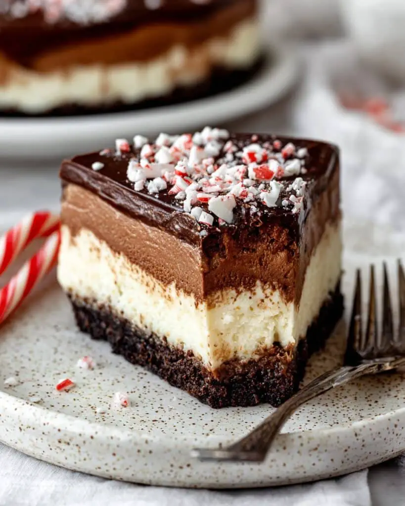 Peppermint Cheesecake with Chocolate Swirl and Peppermint Ganache Recipe