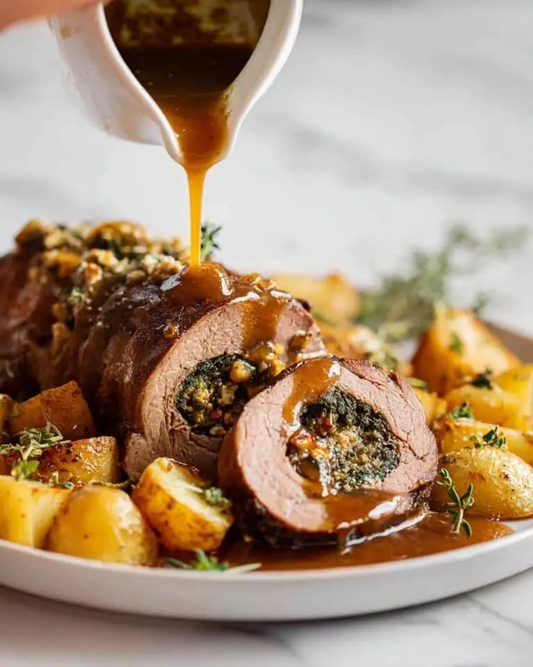 Slow-Roast Easter Stuffed Lamb with Herb-Pistachio Filling and Roasted Potatoes Recipe