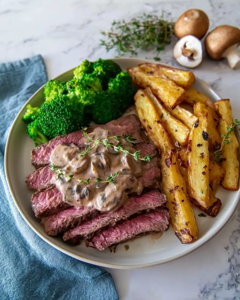 Steak with Red Wine Mushroom Sauce Recipe