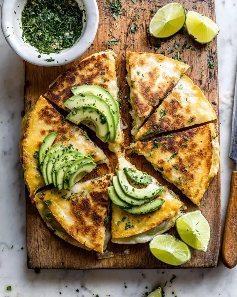 Breakfast Quesadilla with Soft Scrambled Eggs and Avocado Salsa Recipe