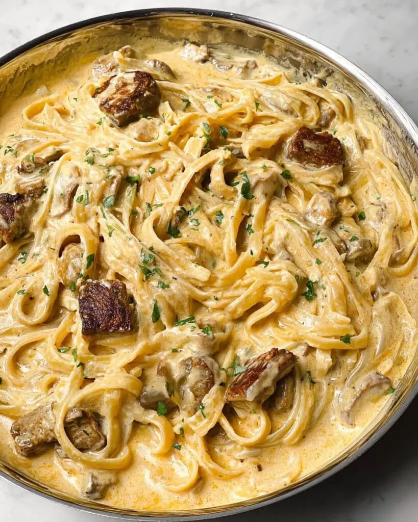 Garlic Butter Steak with Parmesan Alfredo Recipe