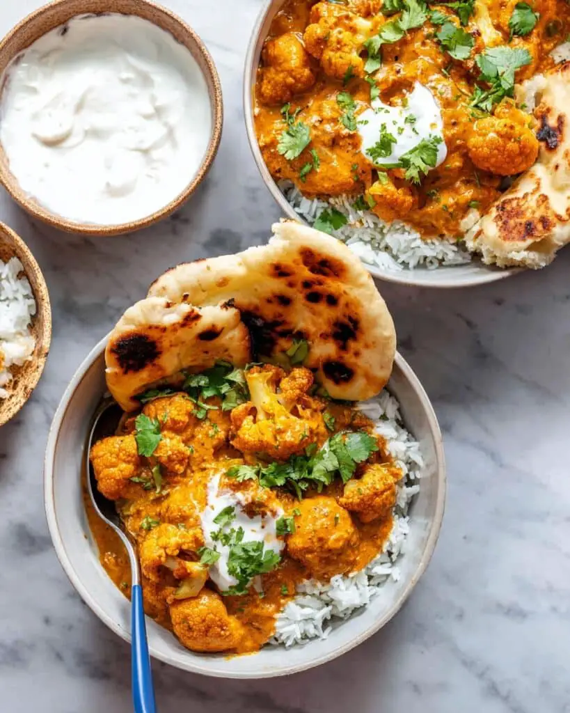 Butter Cauliflower Curry with Spiced Tomato Sauce and Coconut Cream Recipe