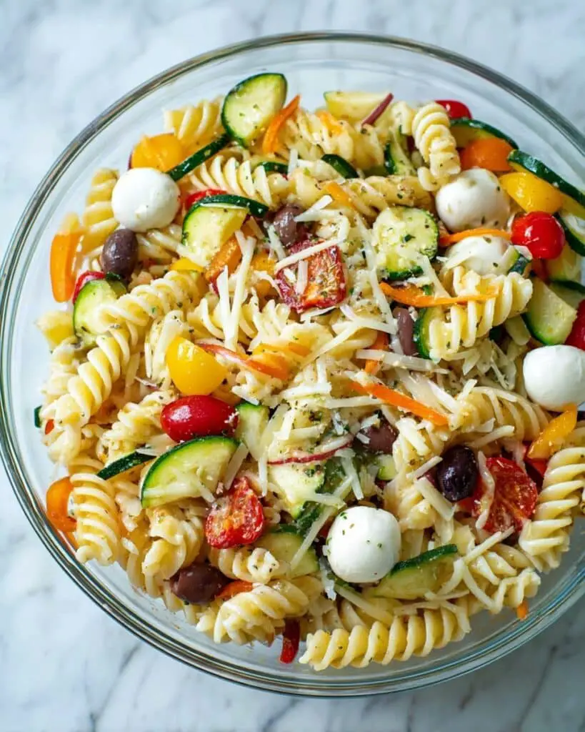 Quick and Easy Pasta Salad with Fresh Mozzarella and Veggies Recipe