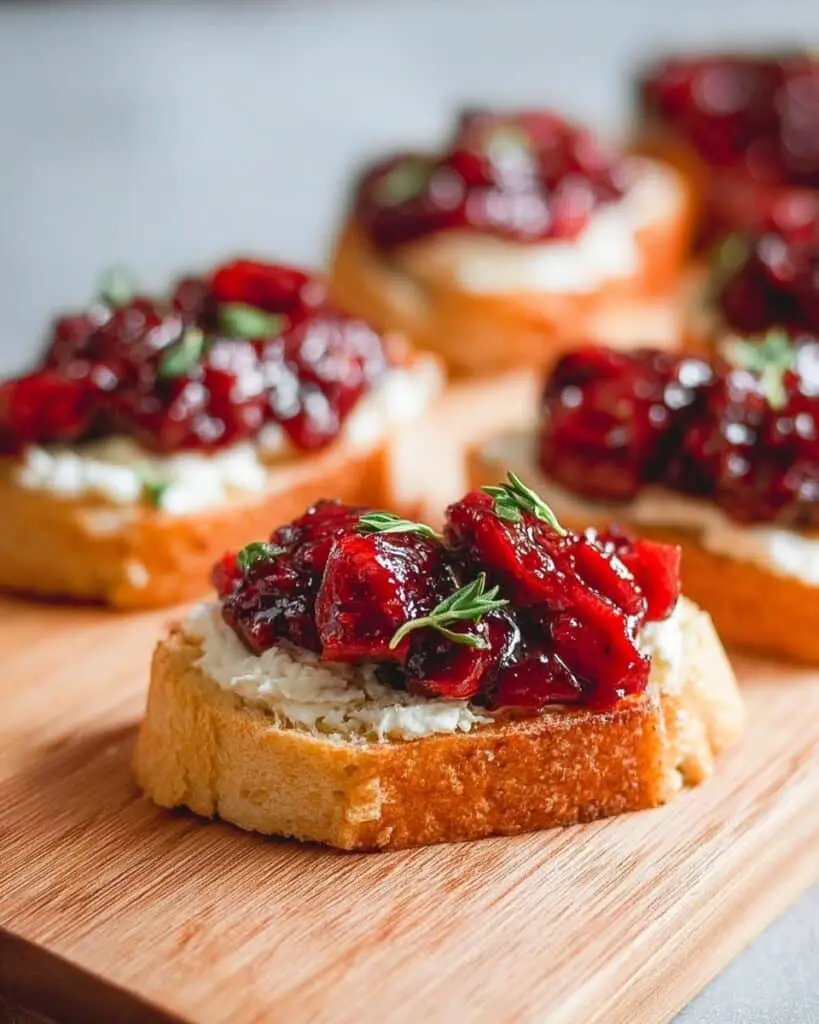 Roasted Balsamic Cranberry and Brie Crostini Recipe