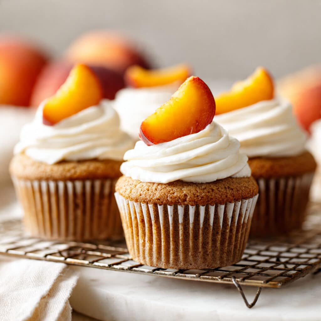 Fresh Peach Cupcakes with Cream Cheese Frosting Recipe