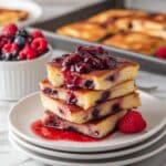 Sheet Pan Pancakes from a Mix with Mixed Berries and Lemon Zest Recipe