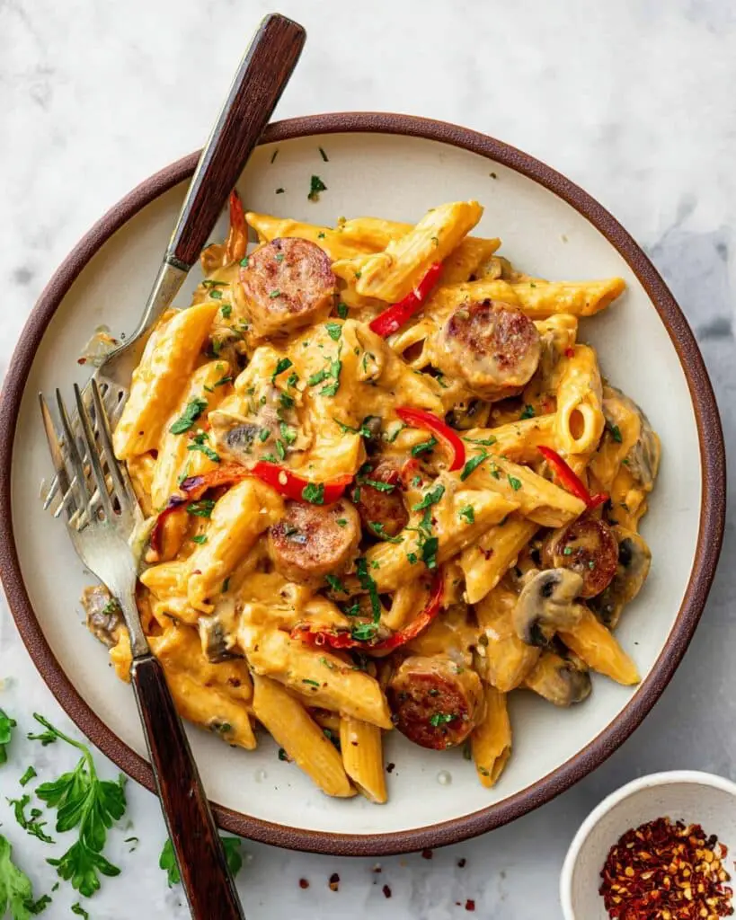 One Pot Creamy Cajun Sausage Pasta Recipe