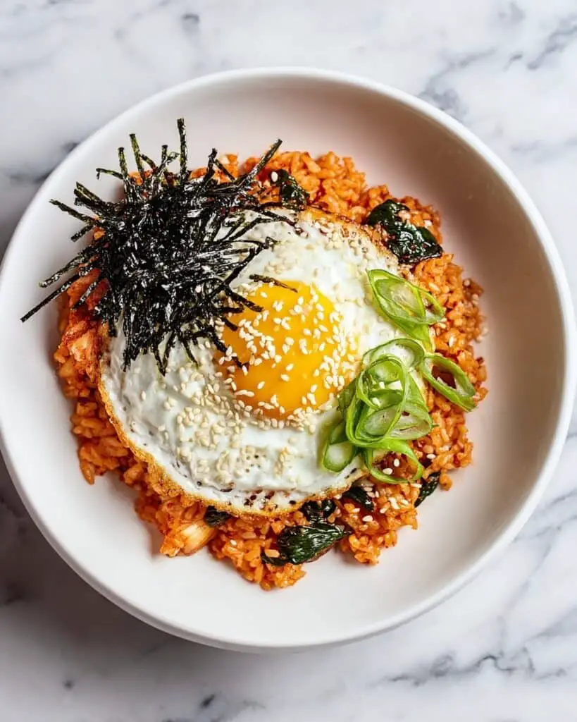 Kimchi Fried Rice with Bacon and Enoki Mushrooms Recipe