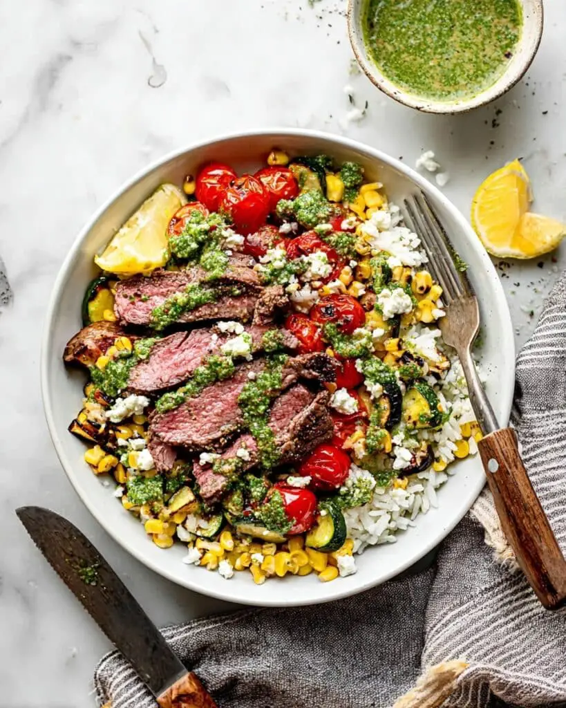 30-Minute Grilled Chimichurri Steak Bowl Recipe
