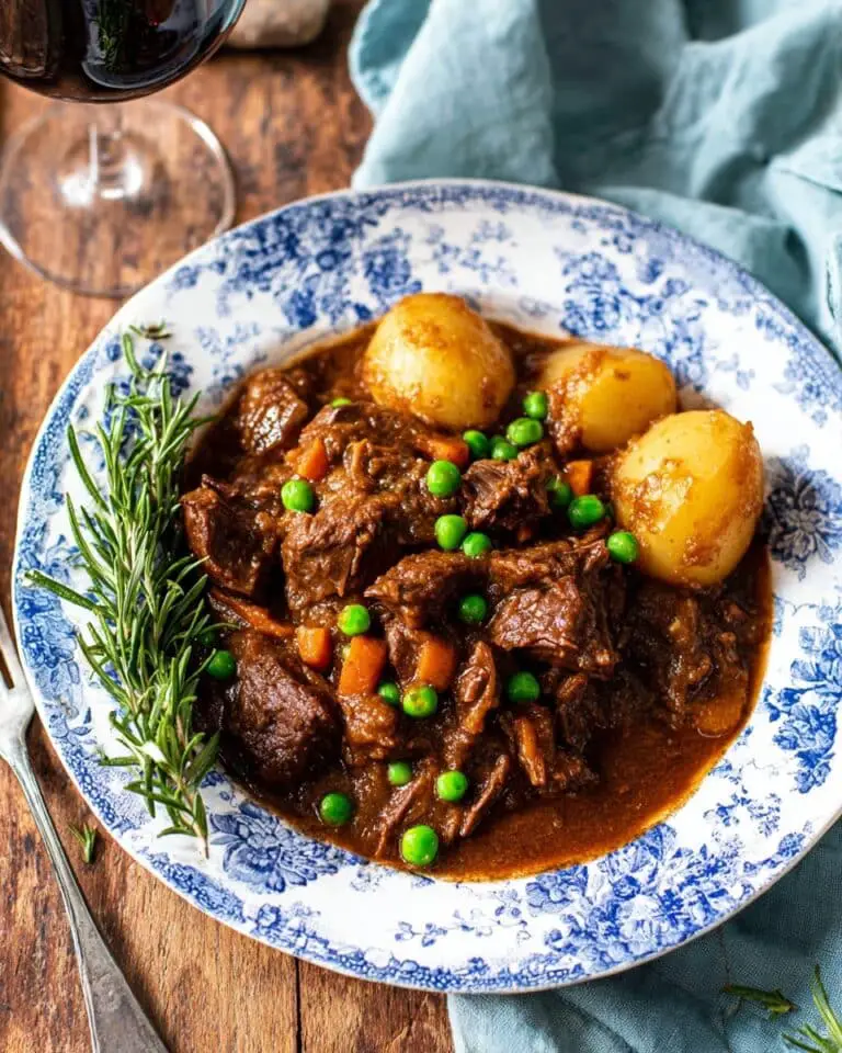 Italian Beef Stew with Potatoes and Peas Recipe