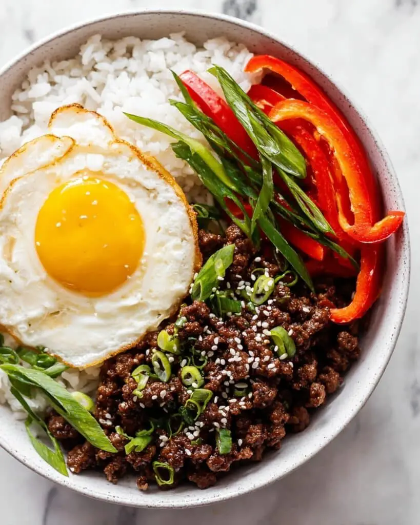 Korean Ground Beef with Spicy Red Pepper Salad Recipe