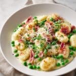 Gnocchi with Bacon & Peas Cream Sauce Recipe