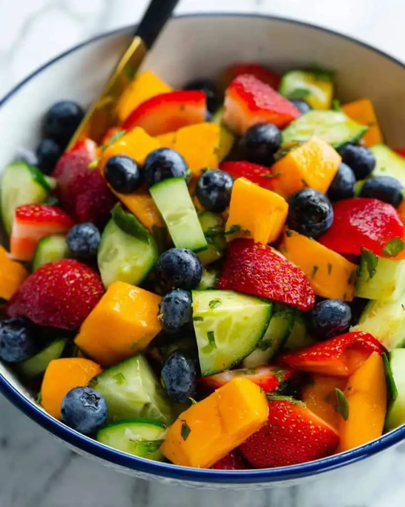Summer Mango Salad with Avocado and Berry Lemon-Basil Vinaigrette Recipe