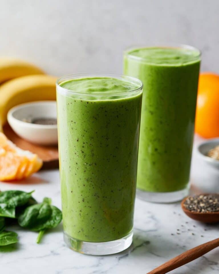 Creamy Green Smoothie with Spinach, Banana, and Tropical Fruit Recipe