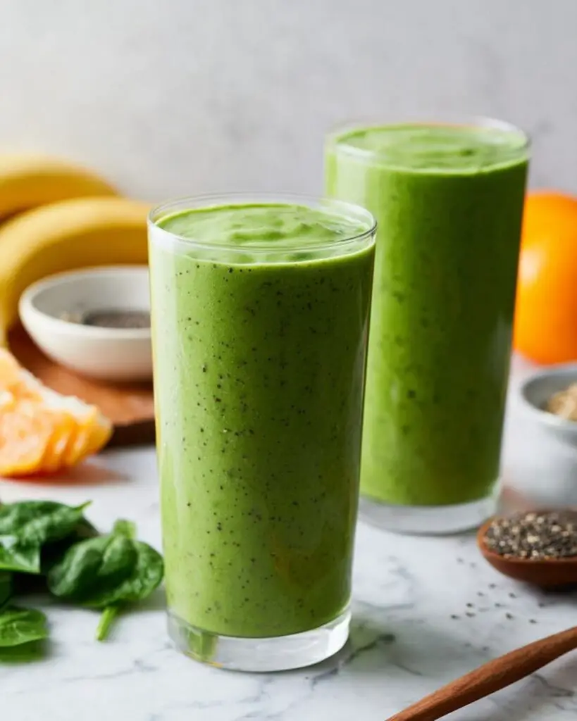 Creamy Green Smoothie with Spinach, Banana, and Tropical Fruit Recipe