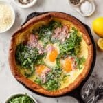 Savory Dutch Baby with Fried Eggs, Ham, and Arugula Recipe