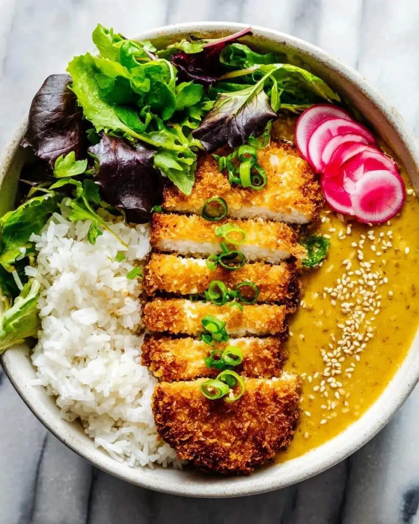 Vegan Tofu Katsu Curry with Spiced Apple and Carrot Sauce Recipe