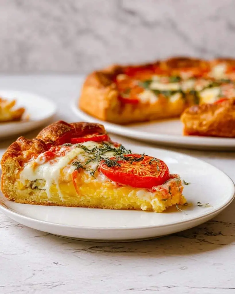 Summer Tomato Tart with Basil Pesto and Cheddar Puff Pastry Recipe