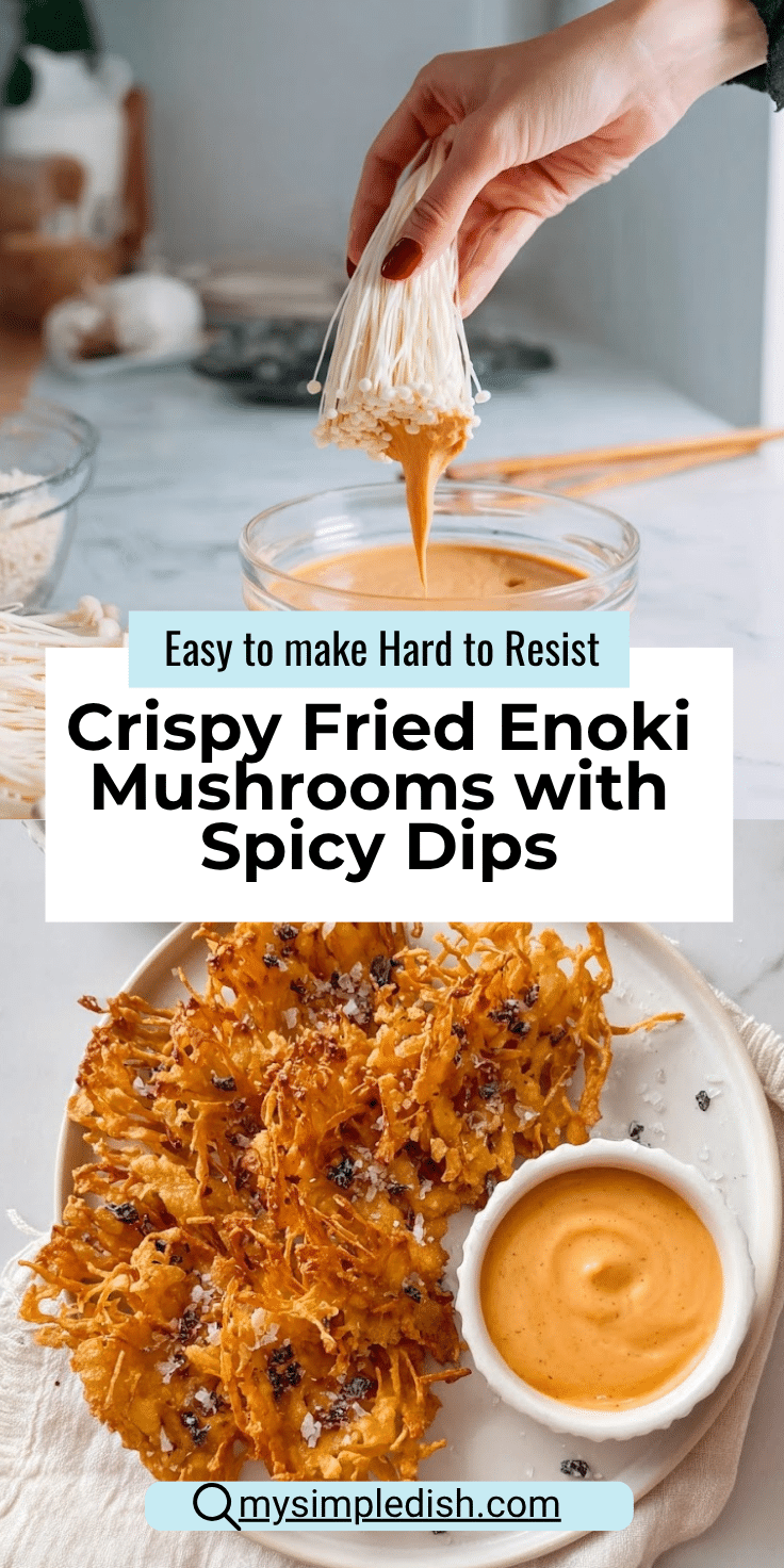 Crispy Fried Enoki Mushrooms with Spicy Dipping Sauces