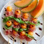 Melon Prosciutto Skewers with Basil and Balsamic Glaze Recipe