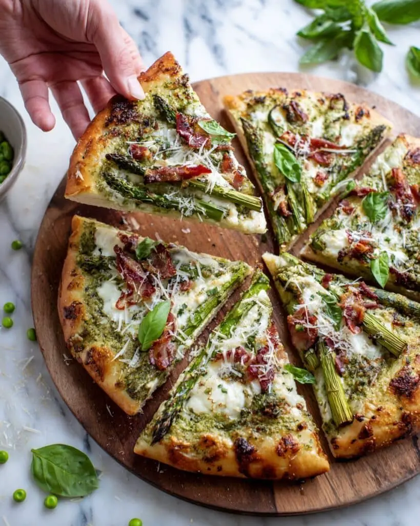 Asparagus Pizza with Green Pea & Prosciutto Recipe