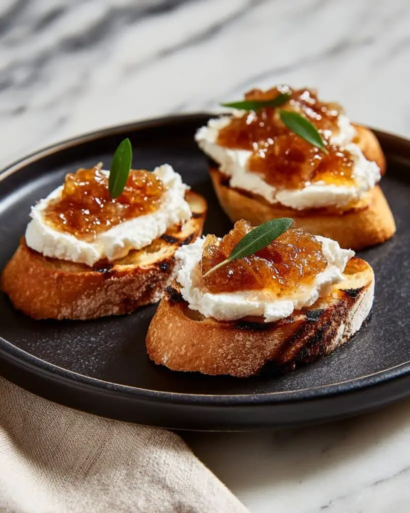Goat Cheese & Fig Crostini with Caramelized Onions Recipe