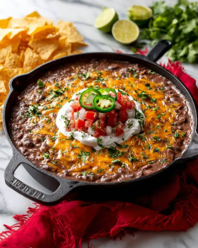 Creamy Baked Black Bean Dip with Jalapeños and Cheddar Recipe