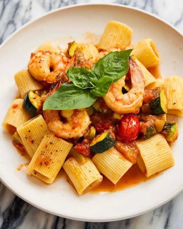 Zucchini Tomato Shrimp Pasta Recipe
