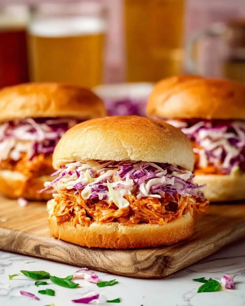 Slow Cooker Pulled Chicken Sandwich with Cabbage Slaw Recipe